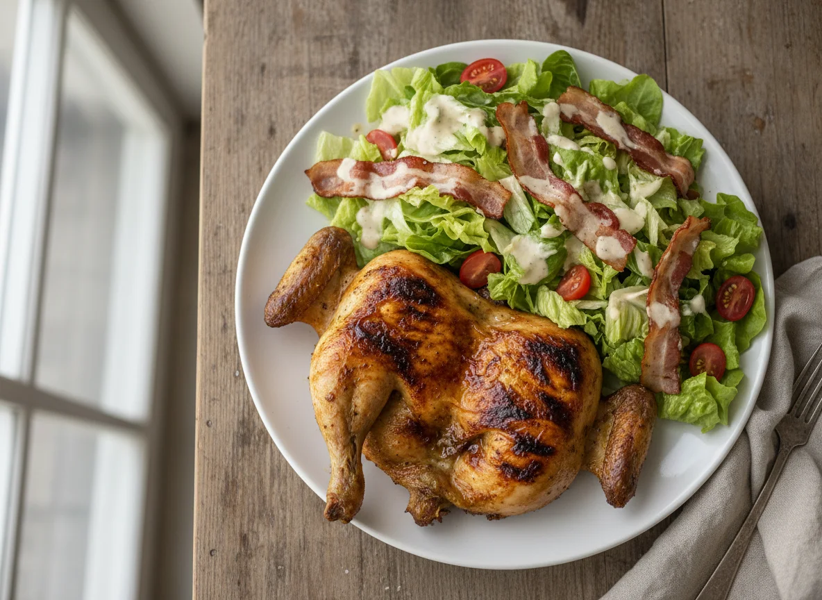 Pollo asado con ensalada photo
