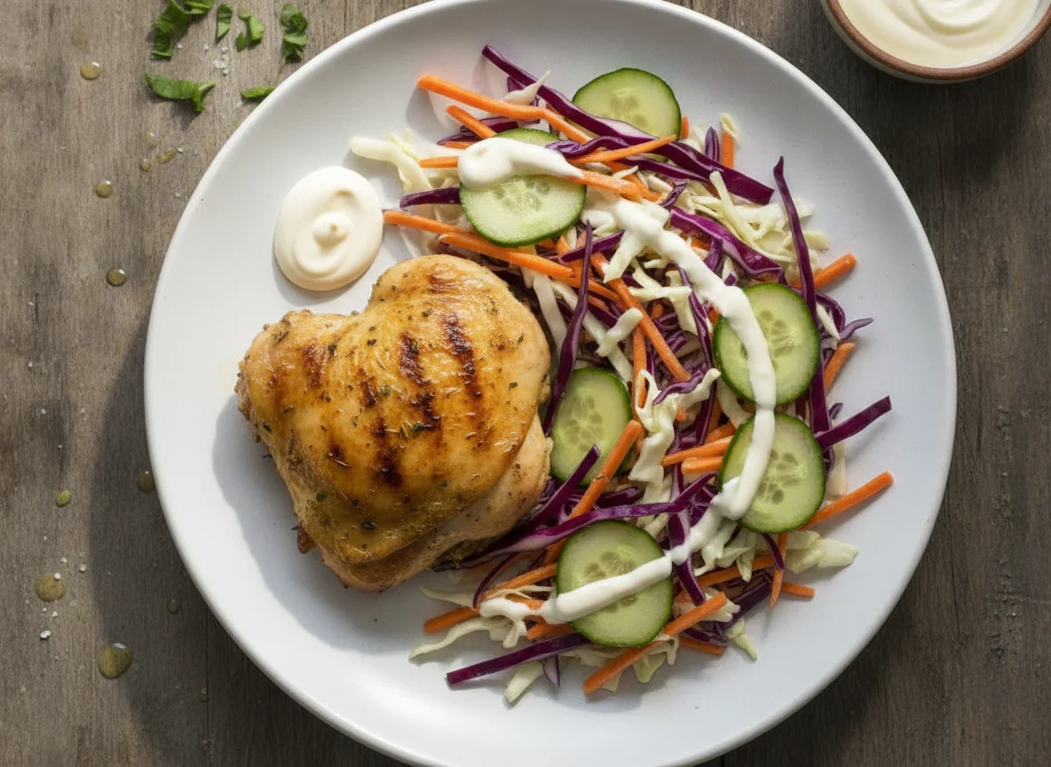 Pollo asado con ensalada de col photo