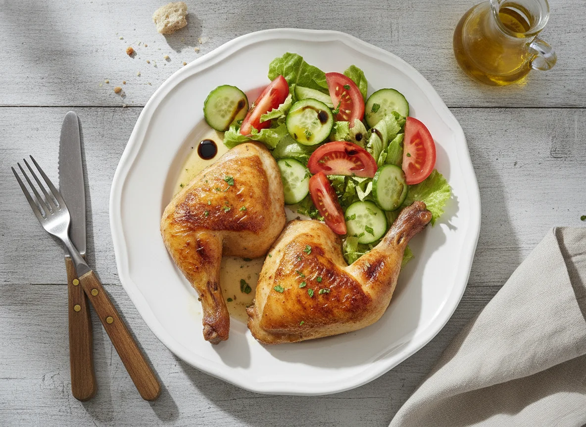 Pollo asado con ensalada fresca photo
