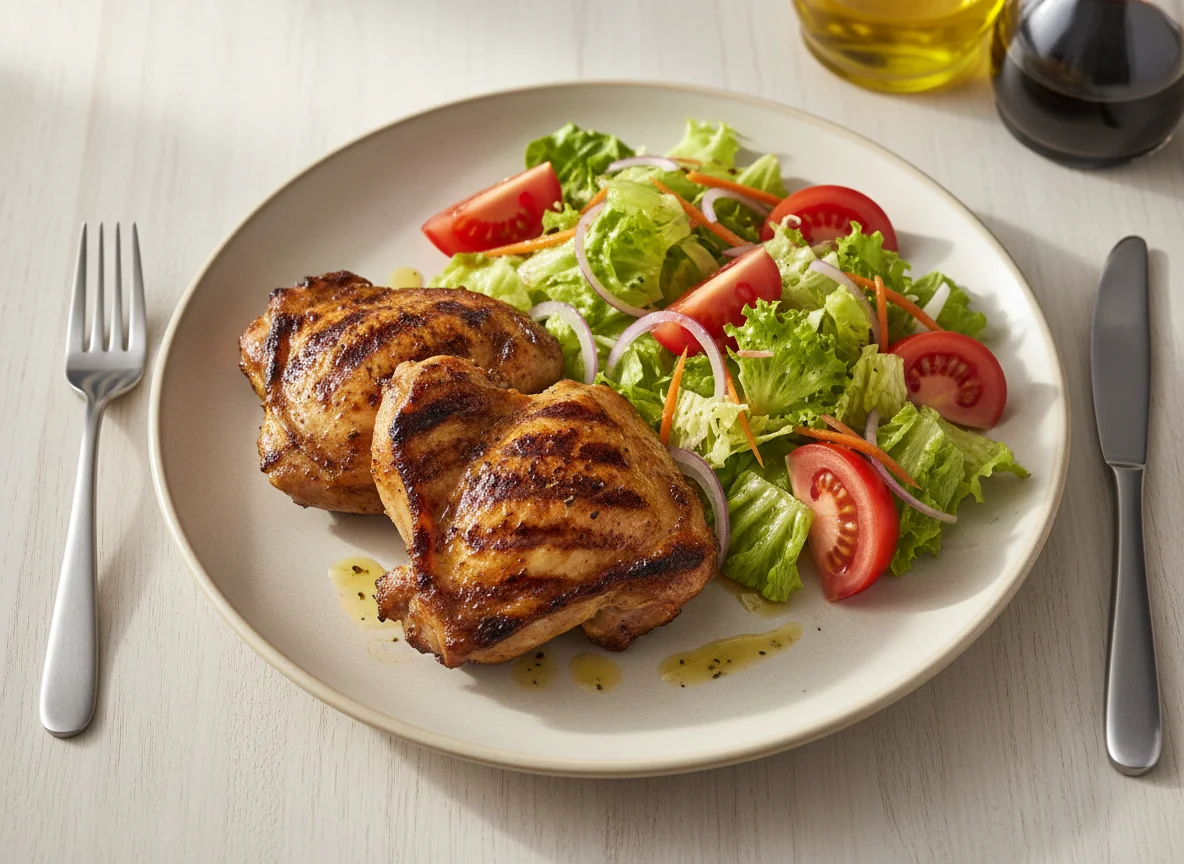 Pollo asado con ensalada mixta photo