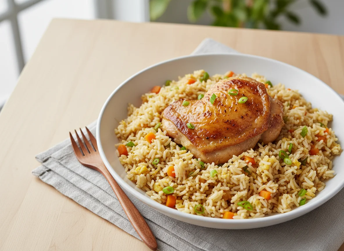 Pollo con arroz frito photo