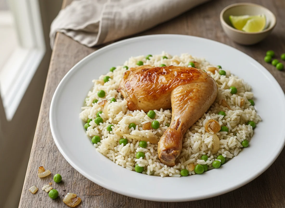 Pollo con arroz y arvejas photo