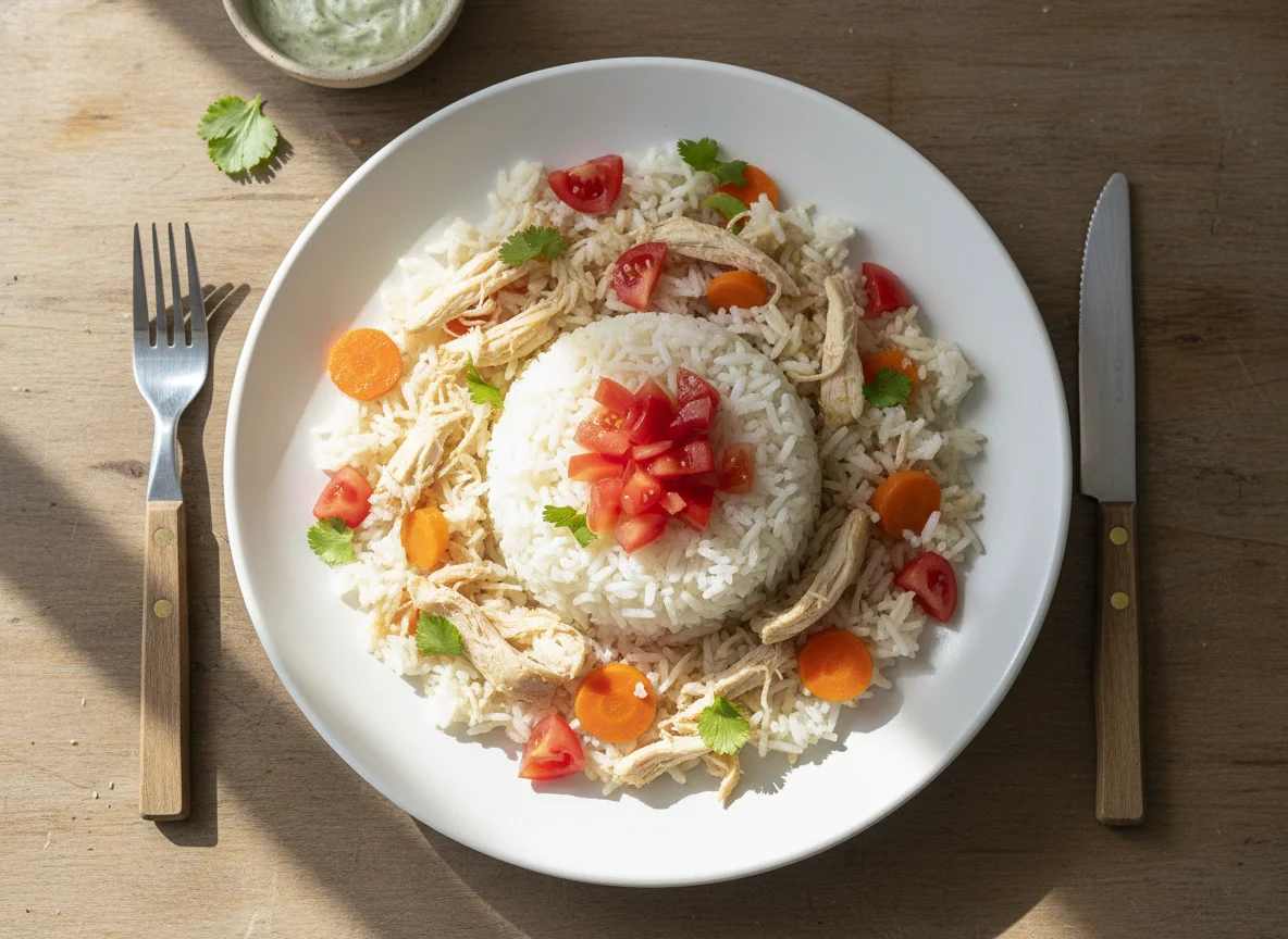 Pollo con arroz y tomate photo