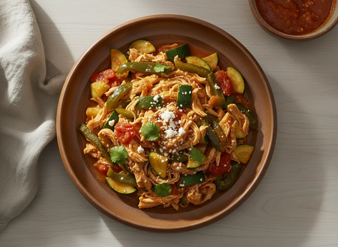 Pollo con calabacitas y chile poblano photo