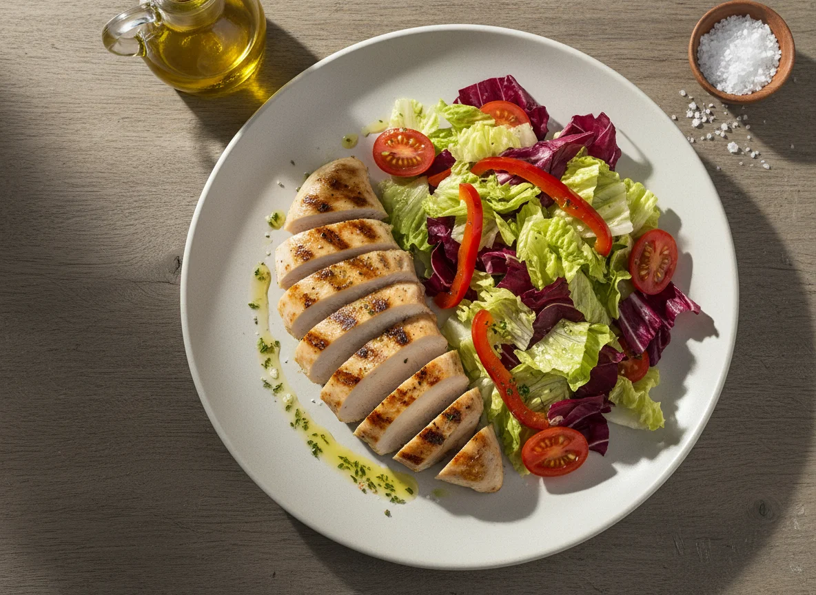 Pollo con ensalada fresca photo