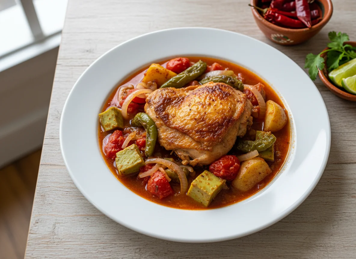 Pollo con Nopales en Salsa Roja photo