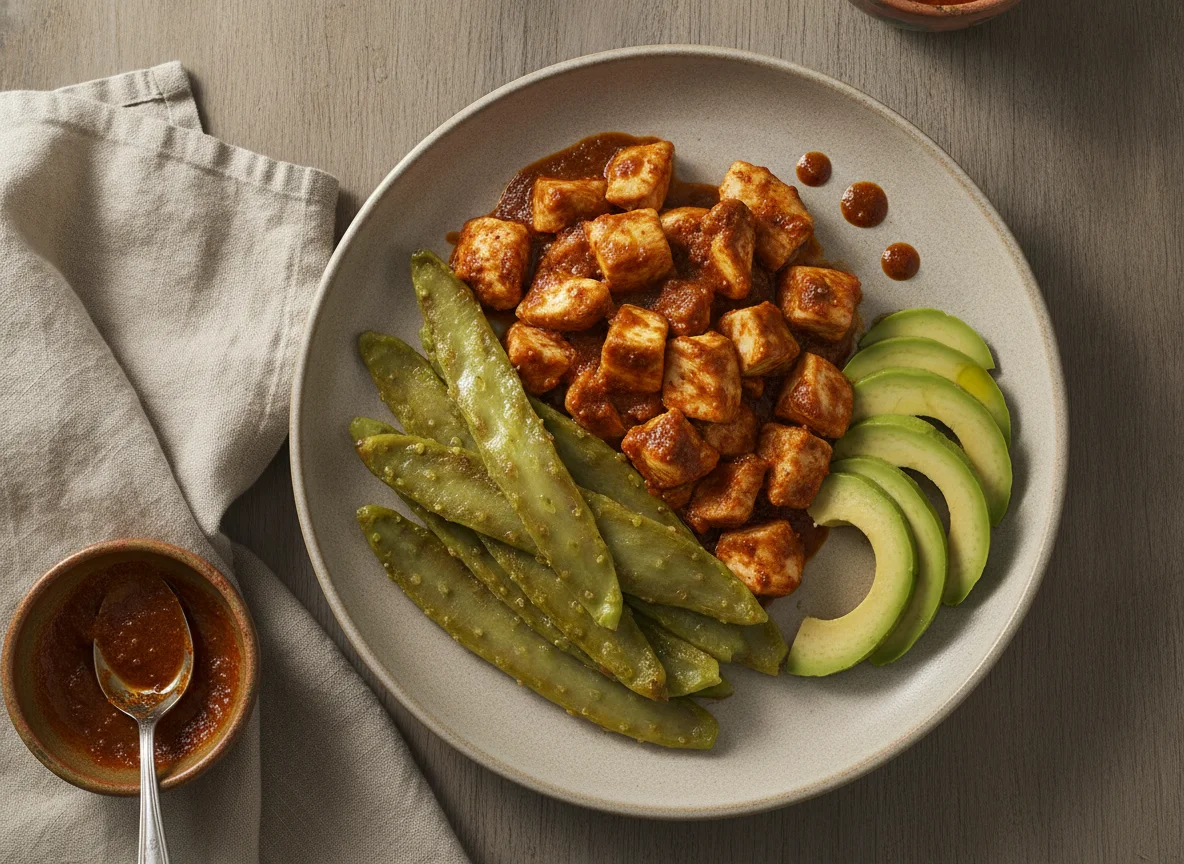 Pollo con nopales y aguacate photo