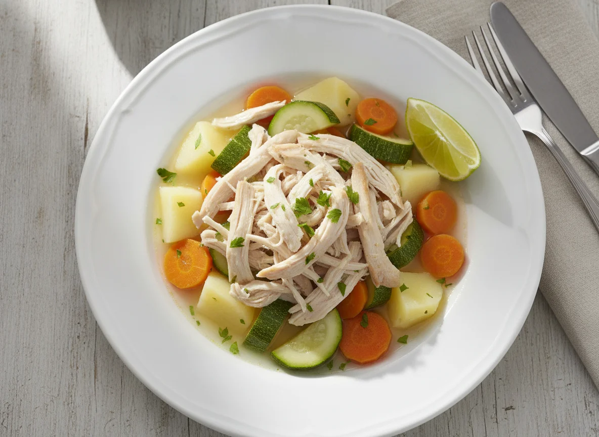 Pollo con verduras al vapor photo