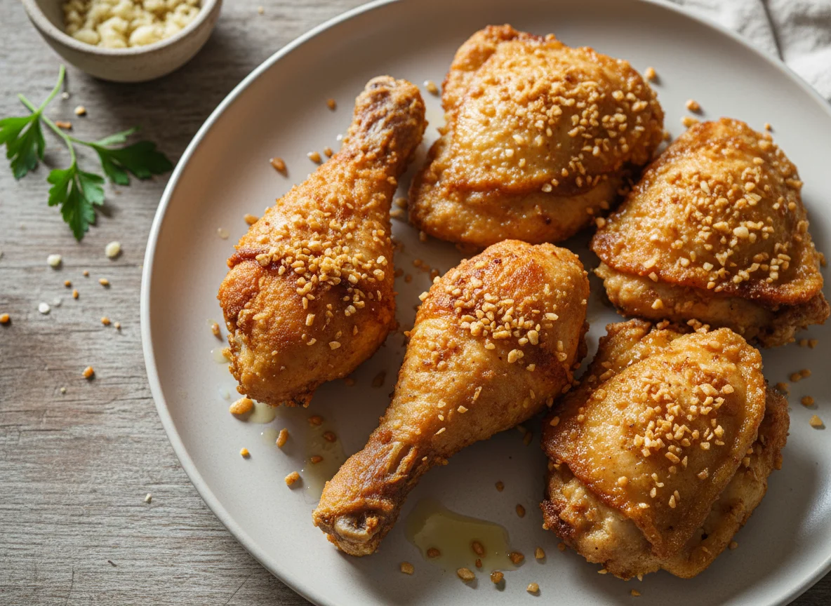 Pollo frito con ajo photo