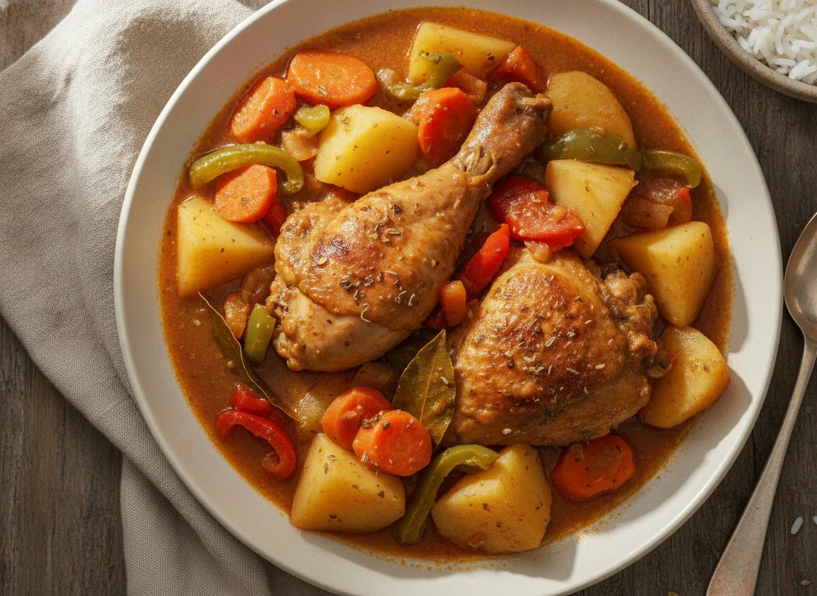Pollo guisado con vegetales photo