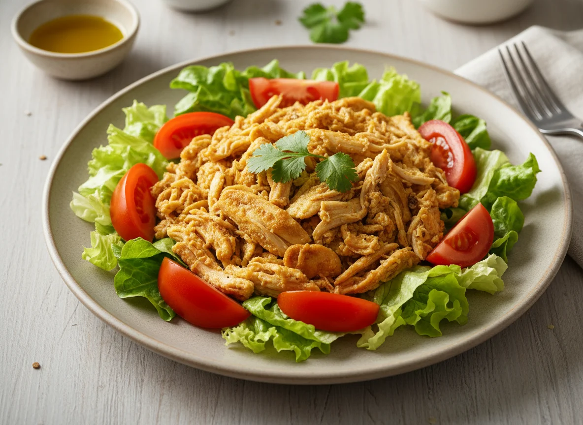 Pollo revuelto con ensalada photo