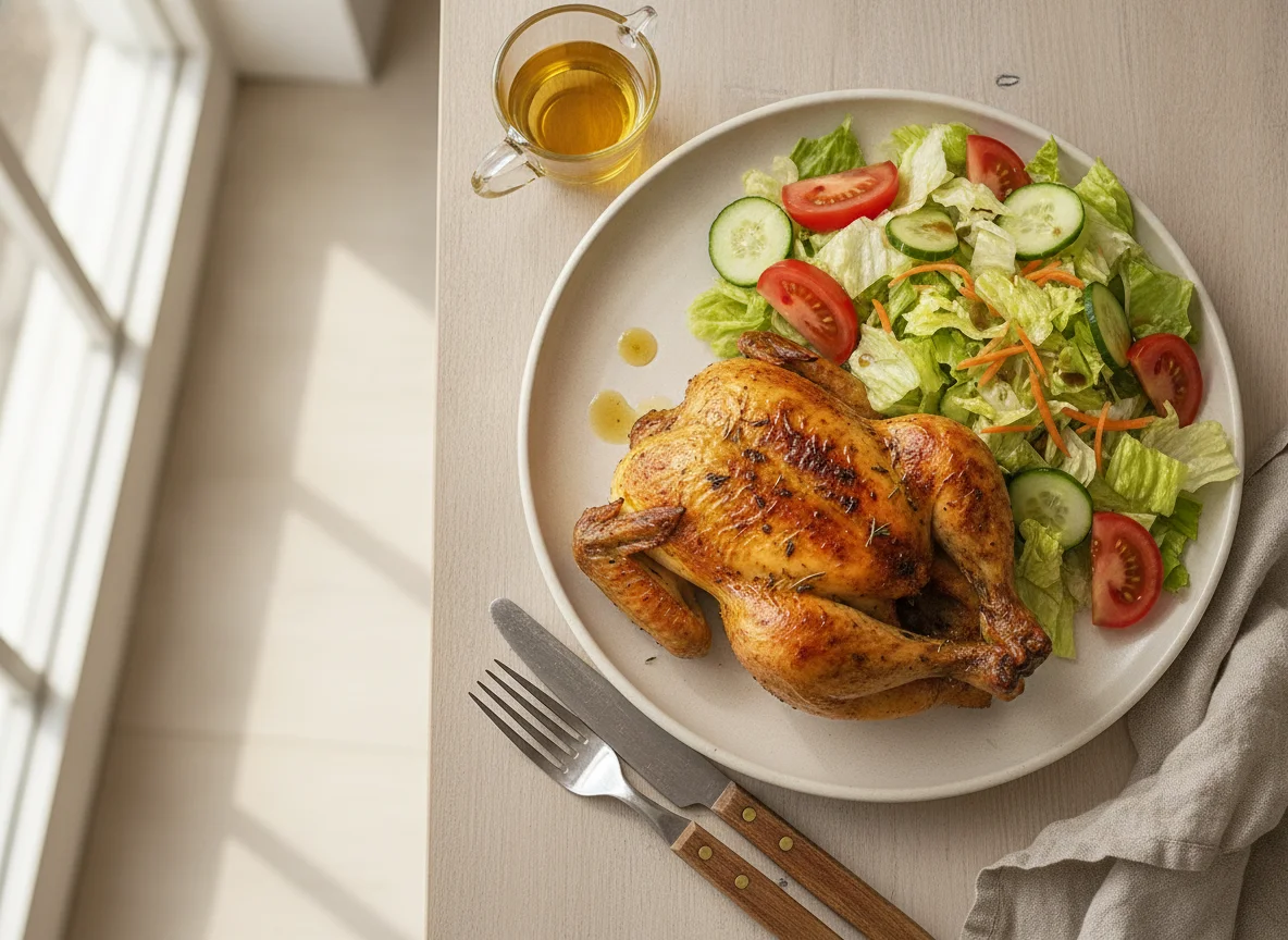 Pollo rostizado con ensalada mixta photo