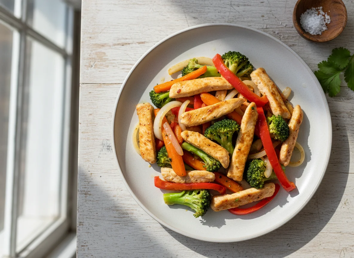 Pollo salteado con vegetales photo