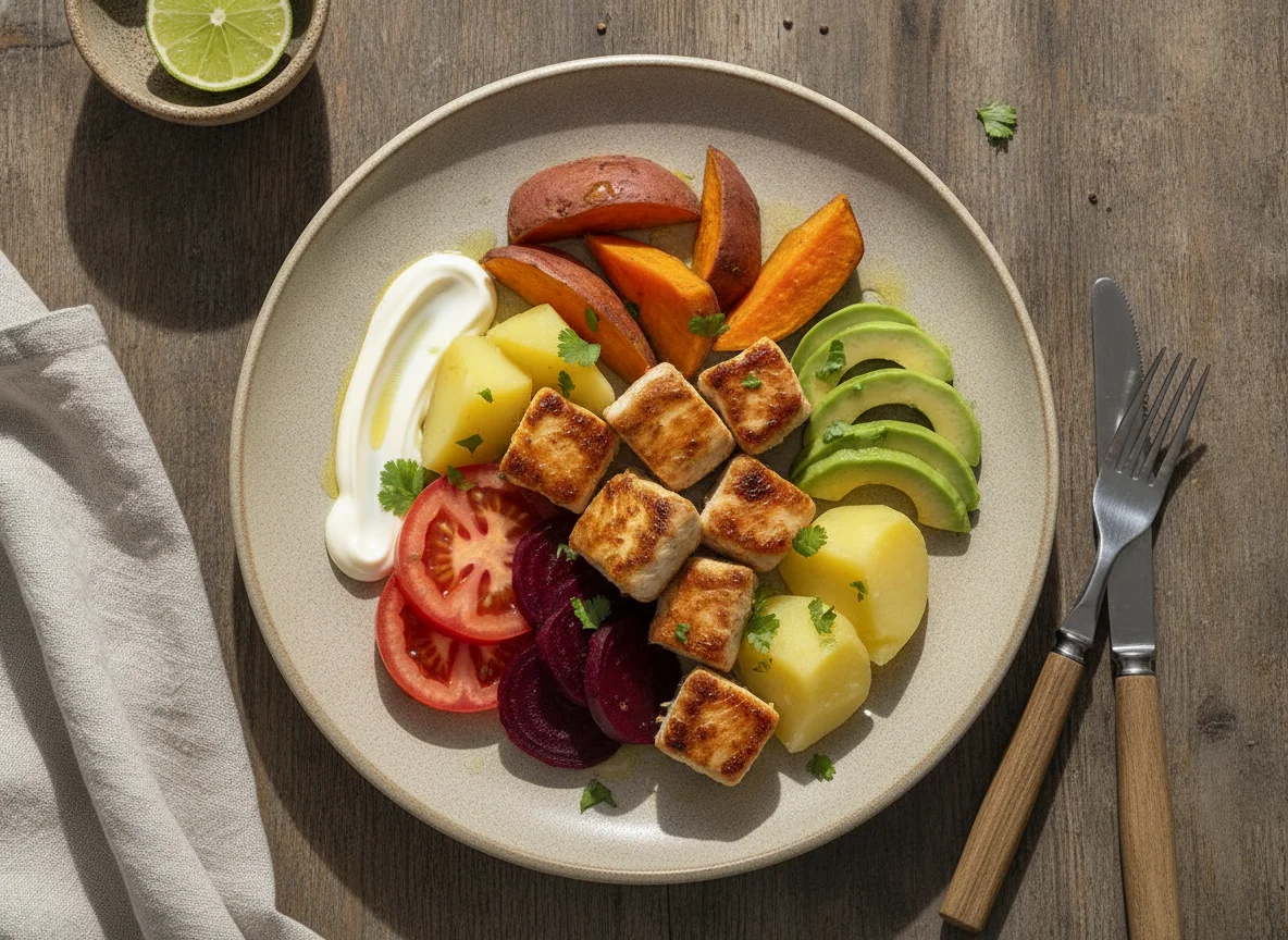 Pollo salteado con vegetales variados photo