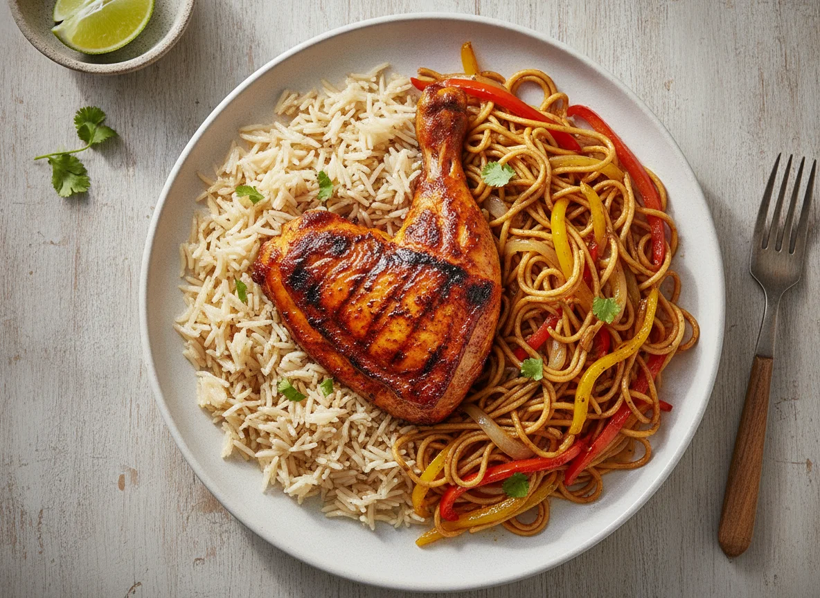 Pollo Tandoori con Fideos y Arroz photo
