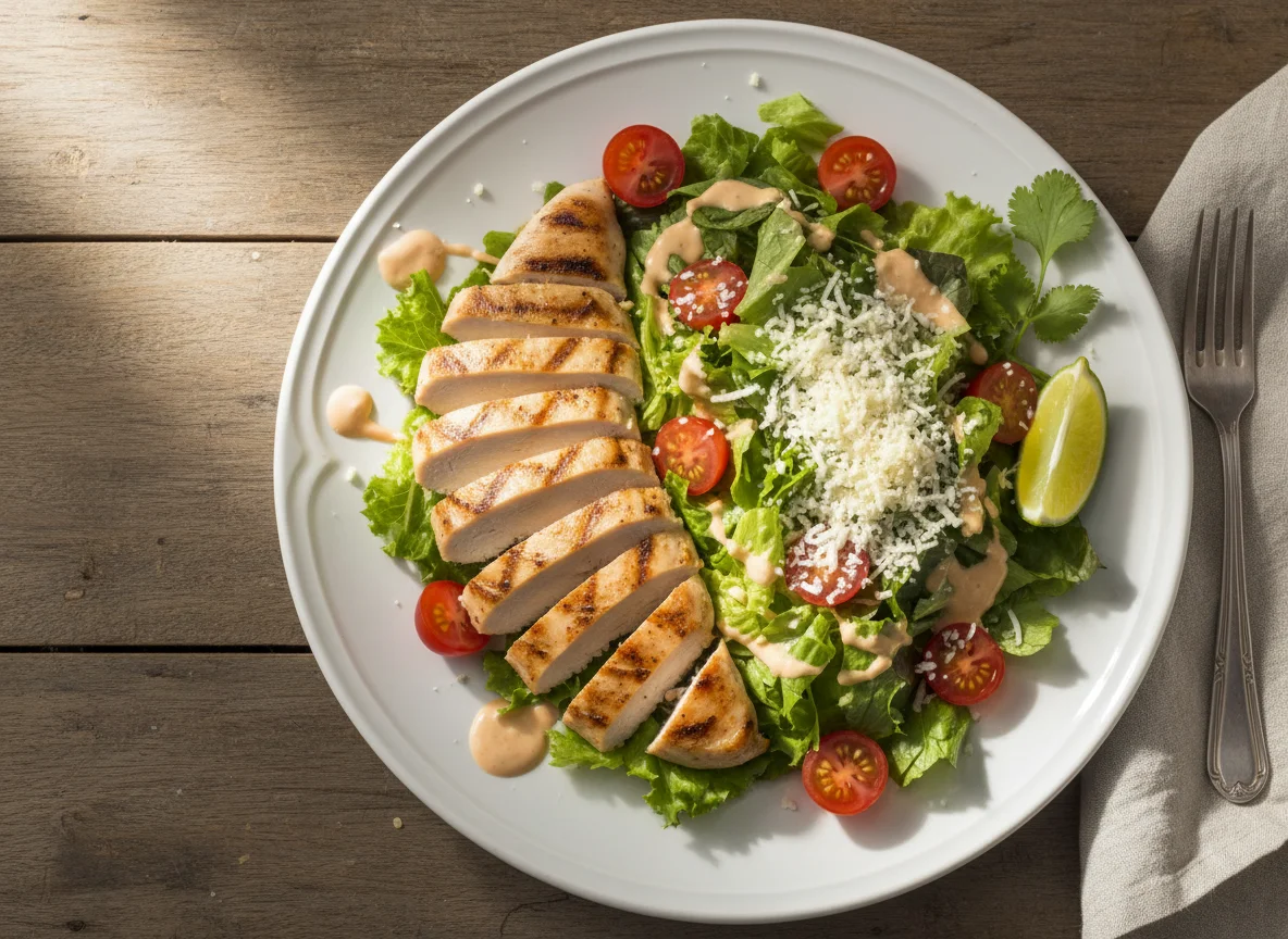 Pollo y ensalada photo
