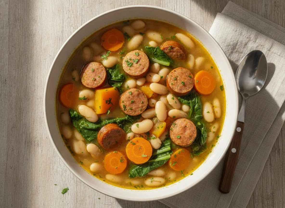 Porotos con riendas y vienesas photo