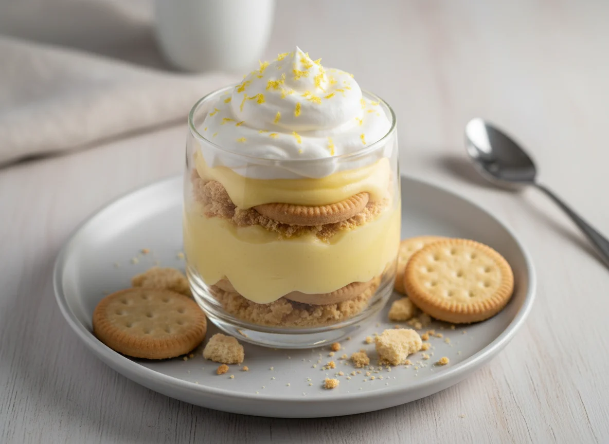 Postre de limón en vaso photo