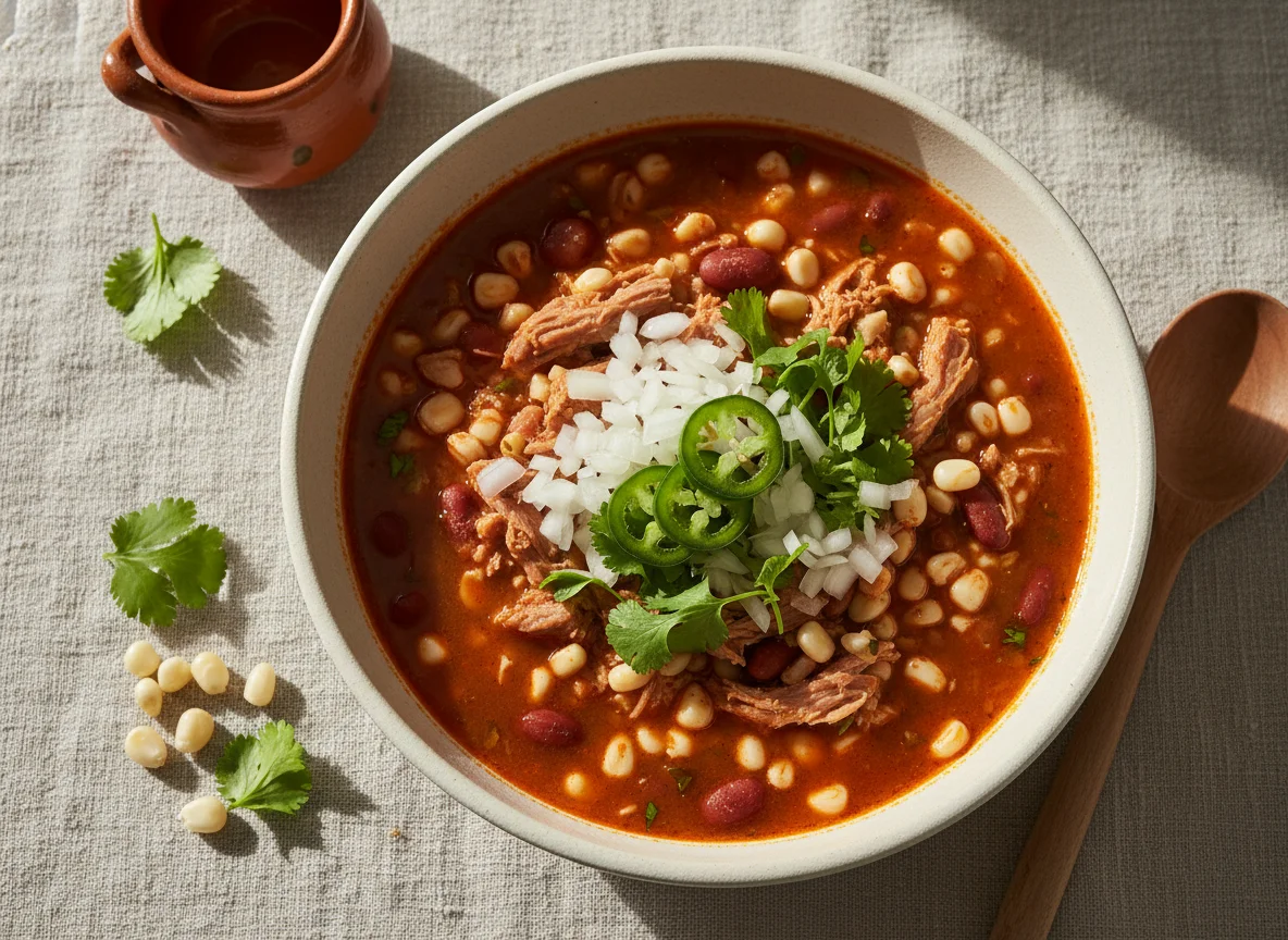Pozole Rojo con Frijoles y Cerdo photo