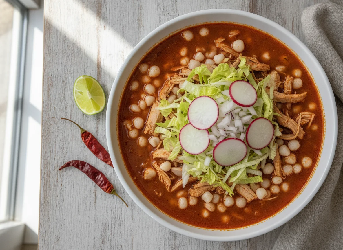 Pozole rojo de pollo photo
