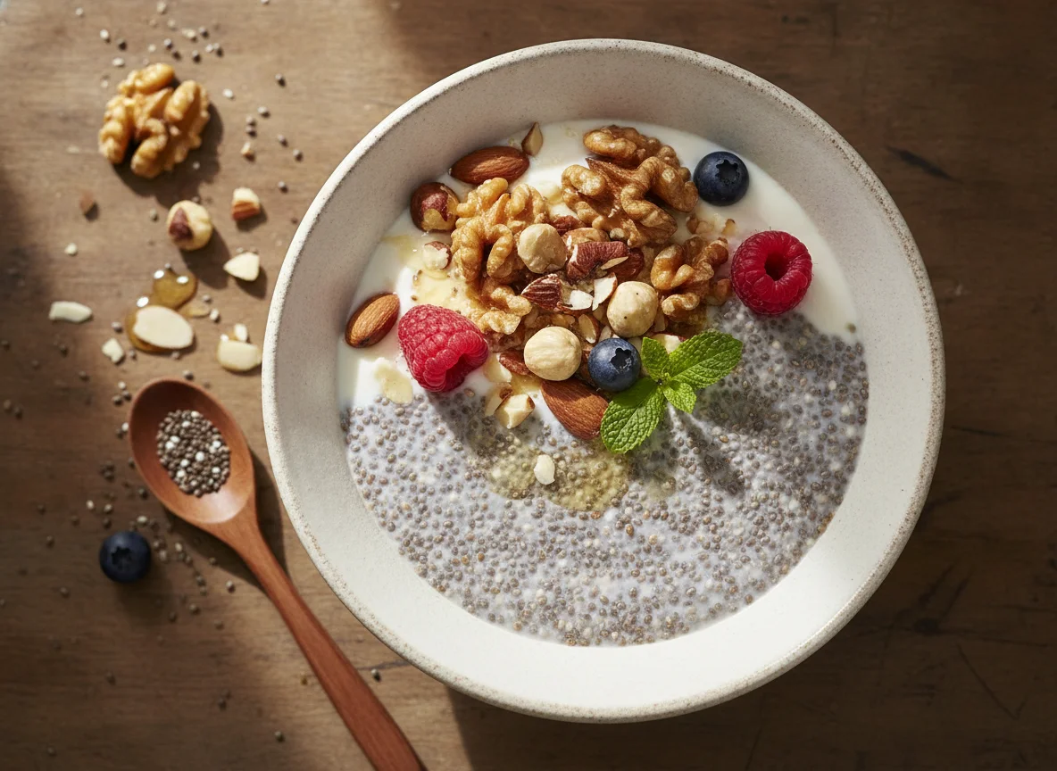 Pudín de chía con yogur y frutos secos photo