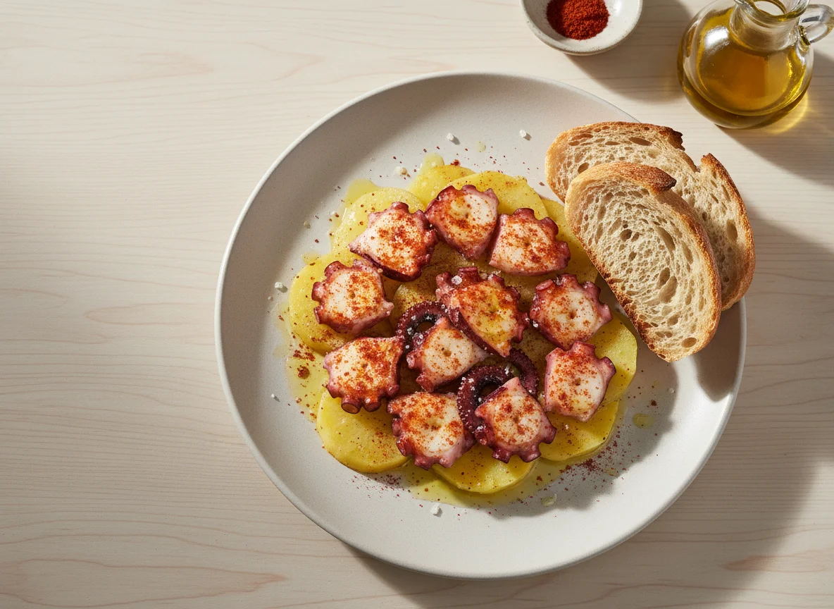 Pulpo a la gallega con pan photo