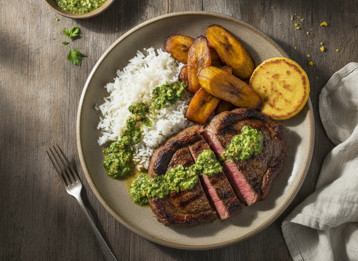 Punta de Anca con Arroz y Plátano Maduro photo