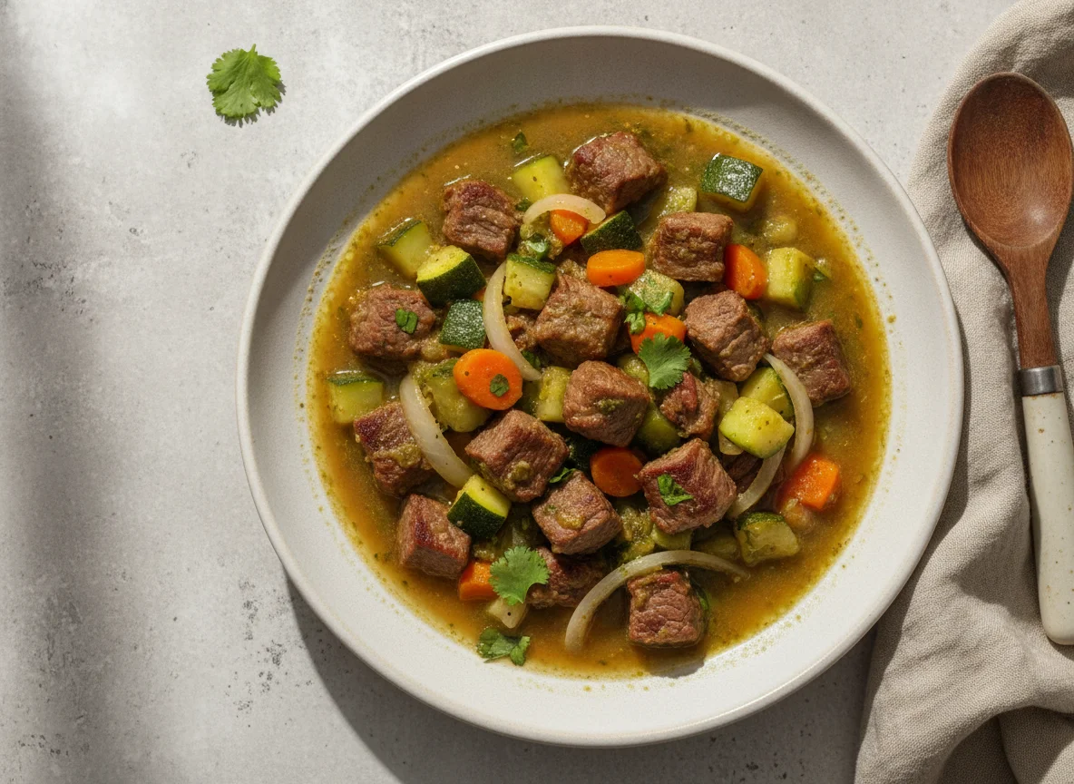 Puntas de res con calabacitas y zanahoria photo