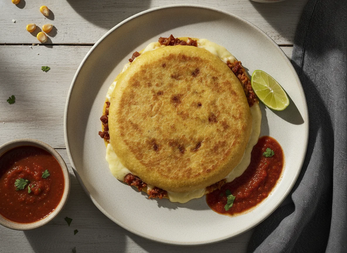 Pupusa de chicharrón y queso photo