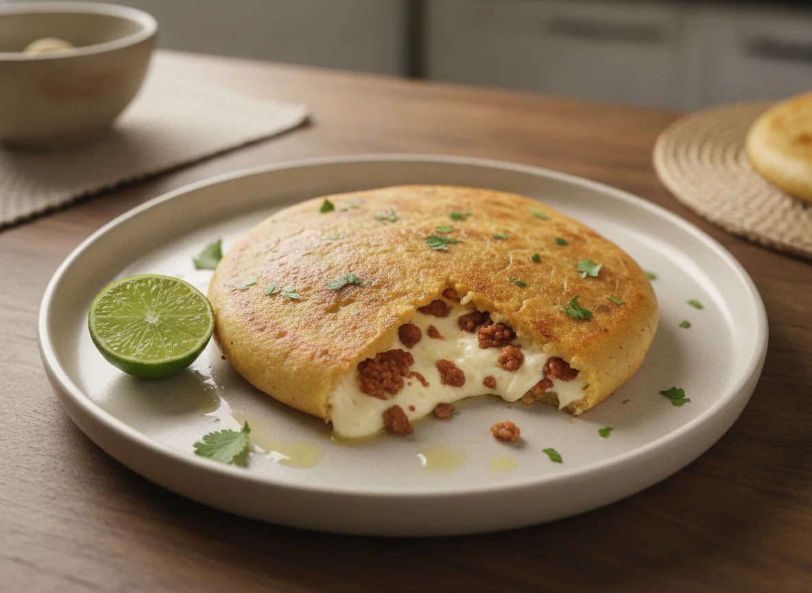 Pupusa de queso y chicharrón photo