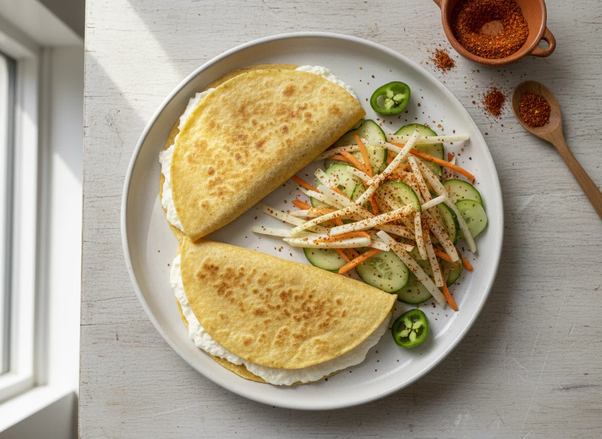 Quesadilla con ensalada de jícama y pepino photo