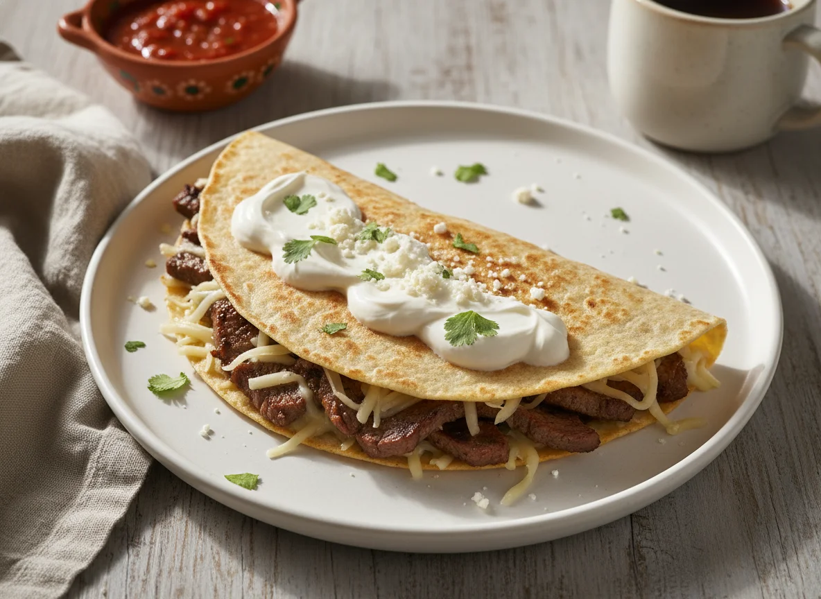Quesadilla de carne con crema photo