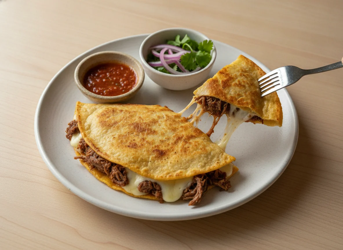 Quesadilla de carne deshebrada photo
