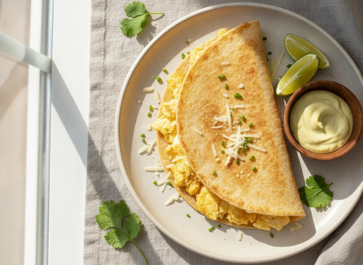 Quesadilla de harina con huevo photo