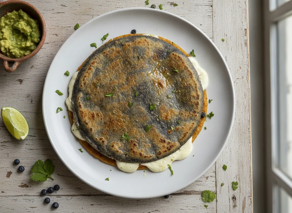 Quesadilla de maíz azul con queso photo