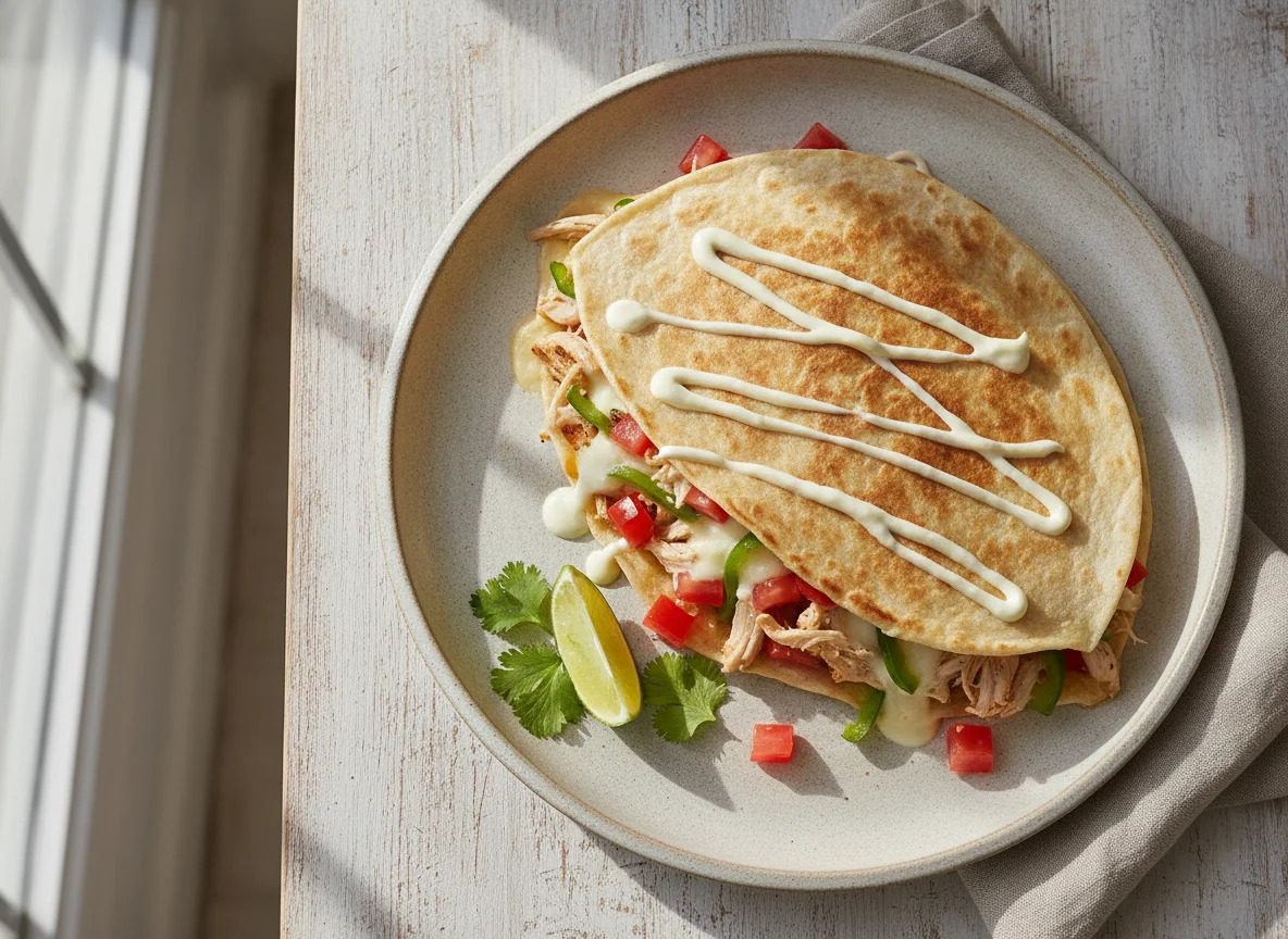 Quesadilla de pollo y vegetales photo