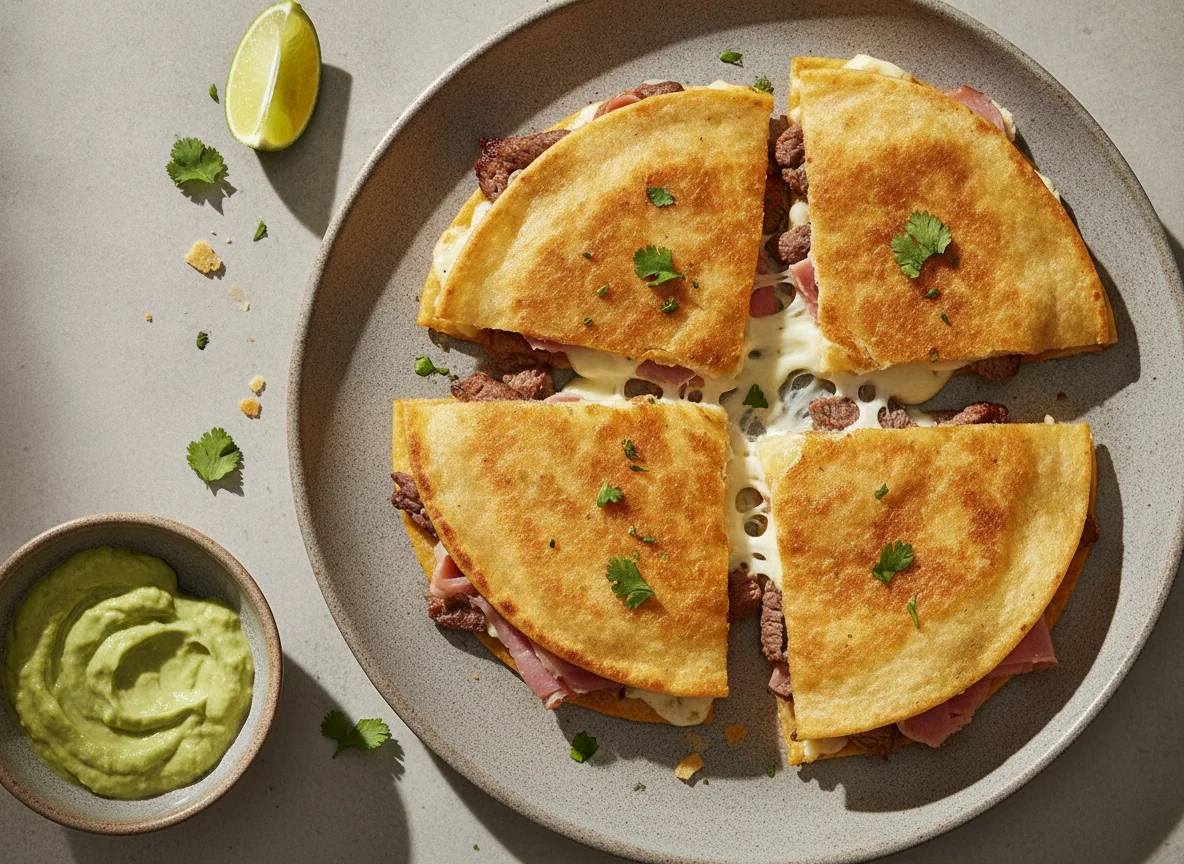 Quesadillas de jamón y carne asada photo