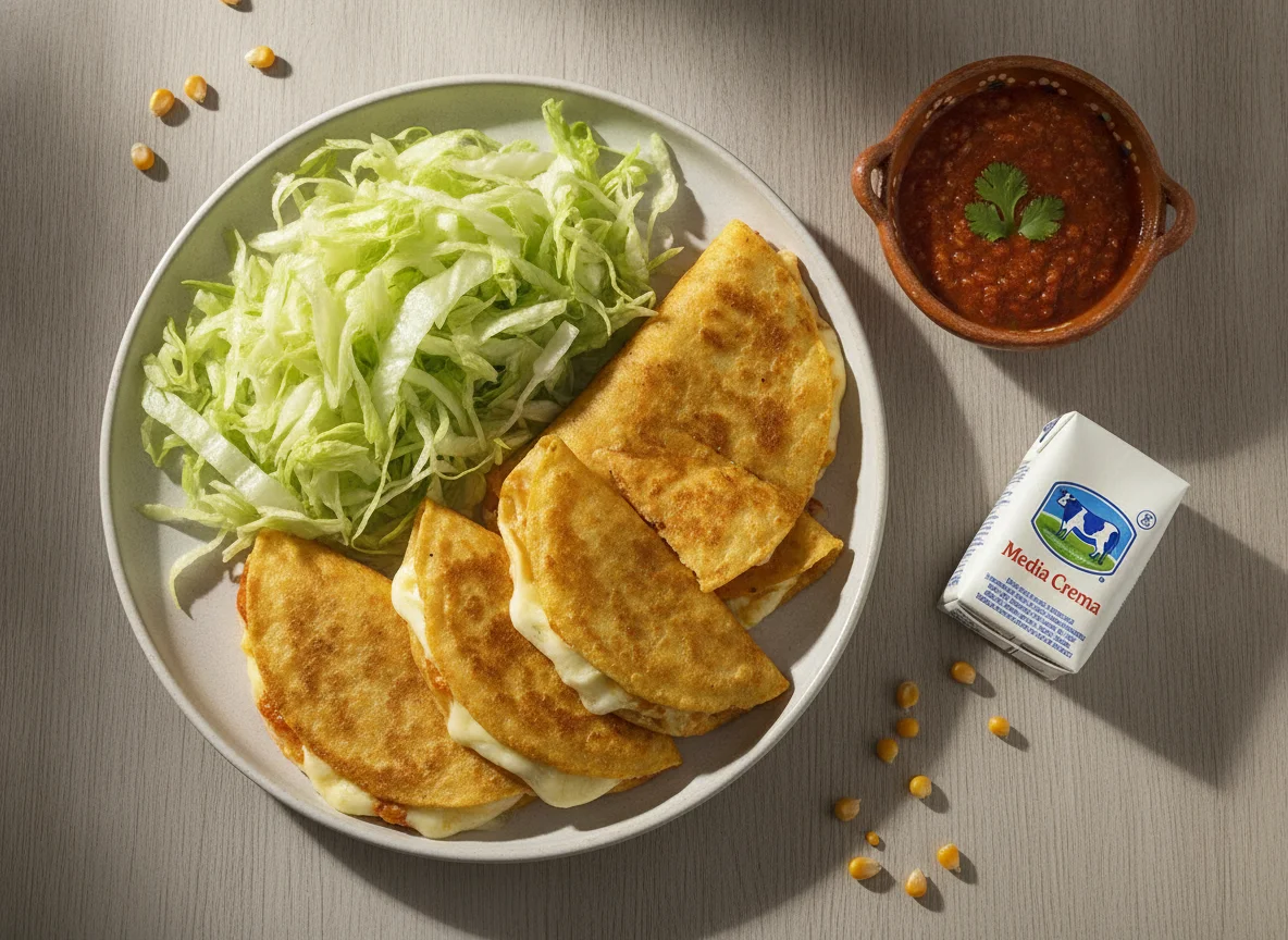 Quesadillas fritas con lechuga photo
