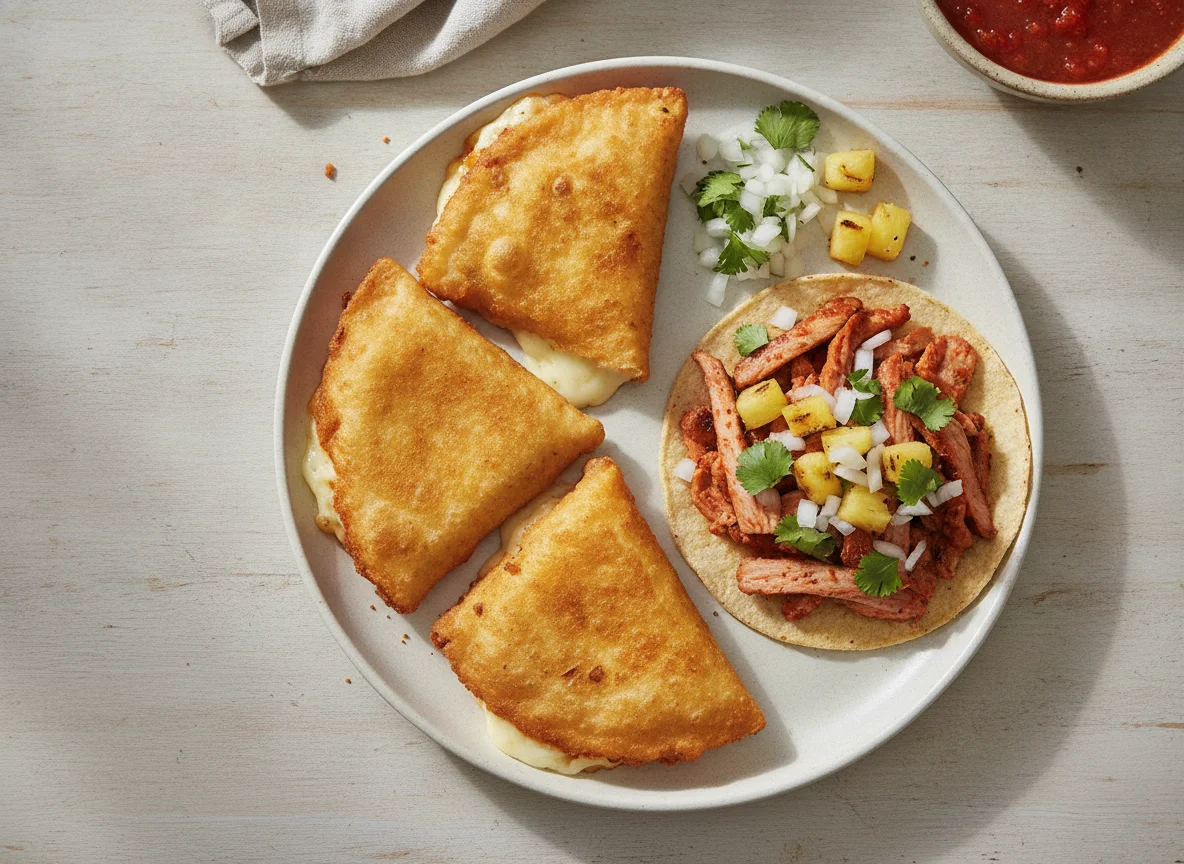 Quesadillas fritas y taco al pastor photo
