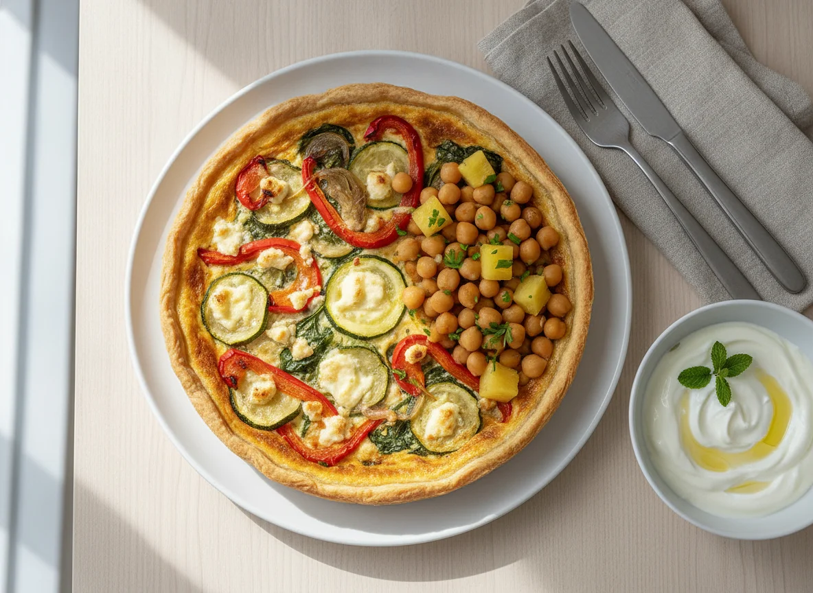 Quiche con ensalada de garbanzos, piña y yogurt photo