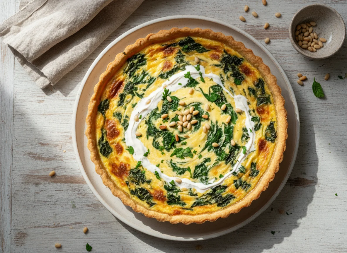 Quiche de espinacas y piñones photo