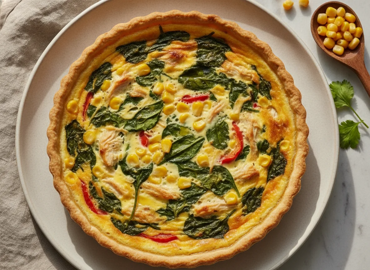 Quiche de espinacas y pollo photo