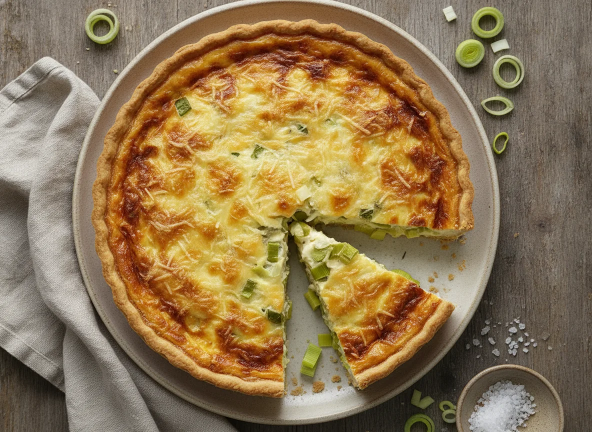 Quiche de puerros y queso photo