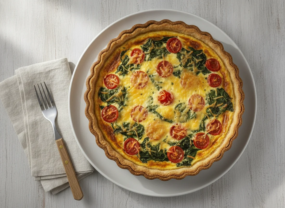 Quiche de tomates cherry y espinacas photo