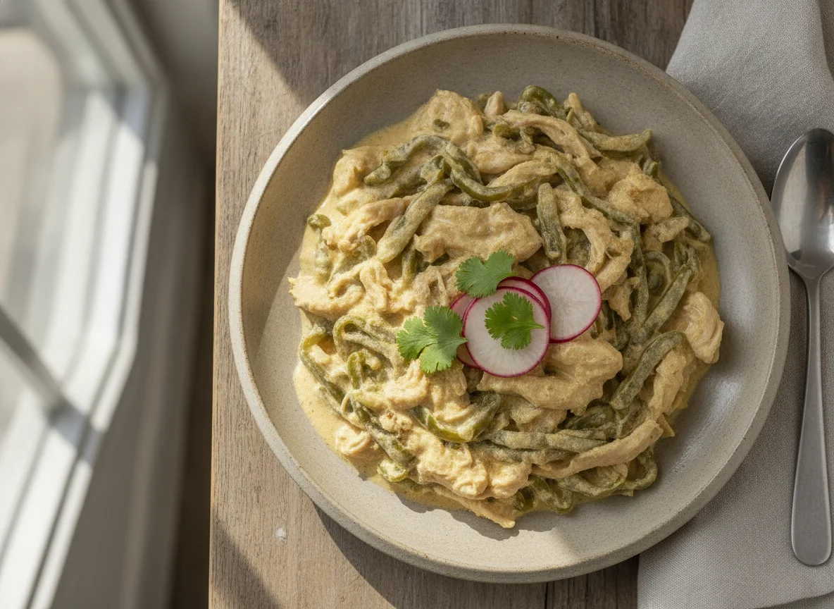 Rajas con crema y pollo photo