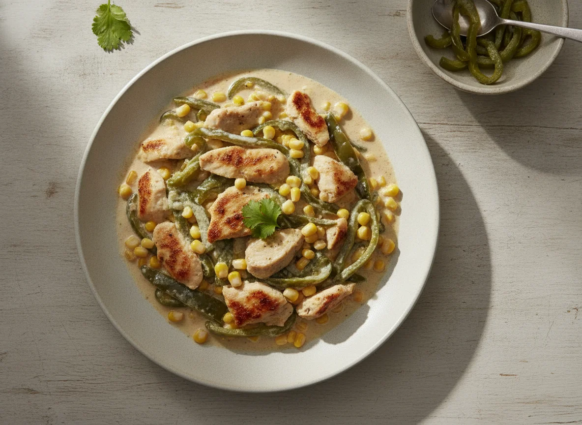 Rajas con pollo y elote photo