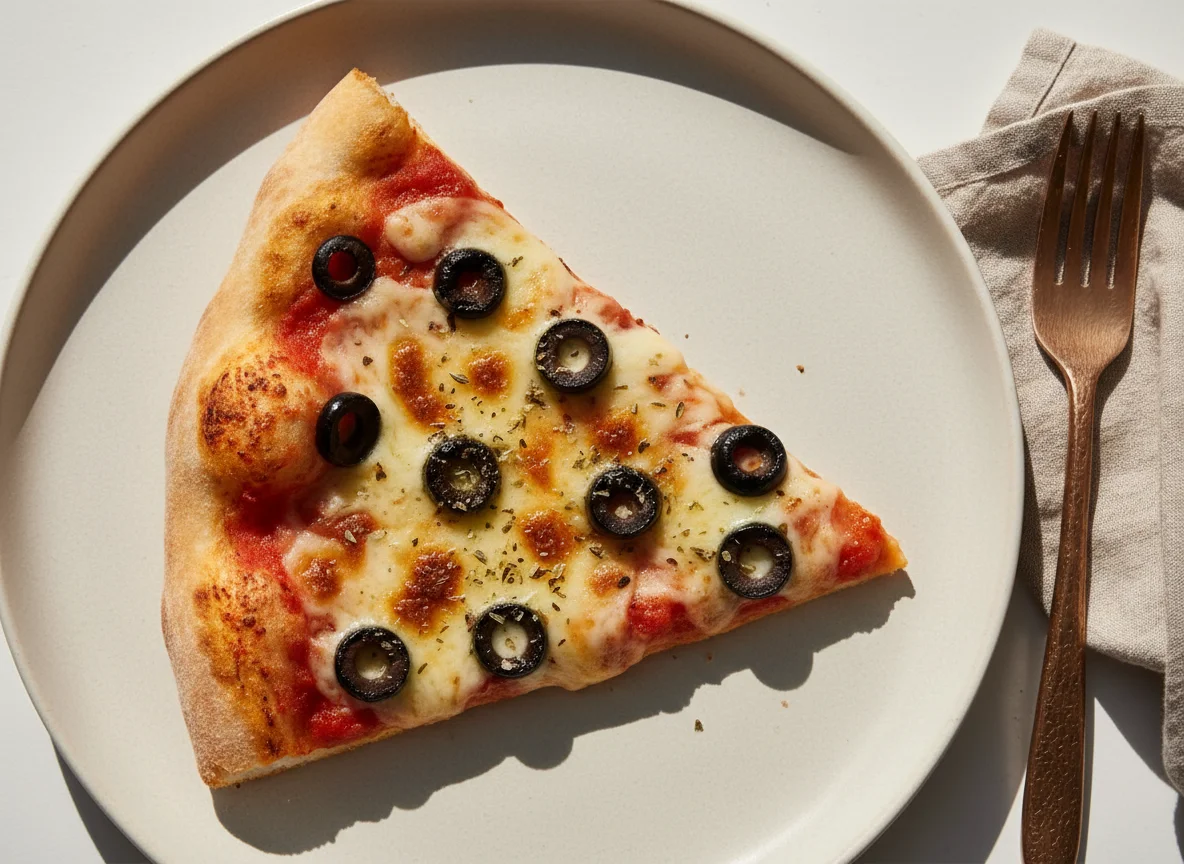 Rebanada de pizza con aceituna photo