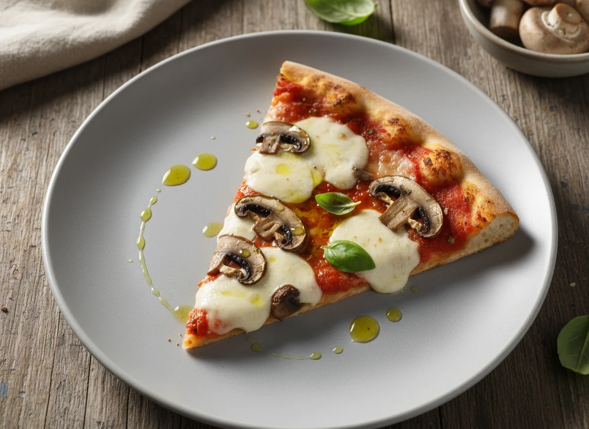 Rebanada de pizza con champiñones photo