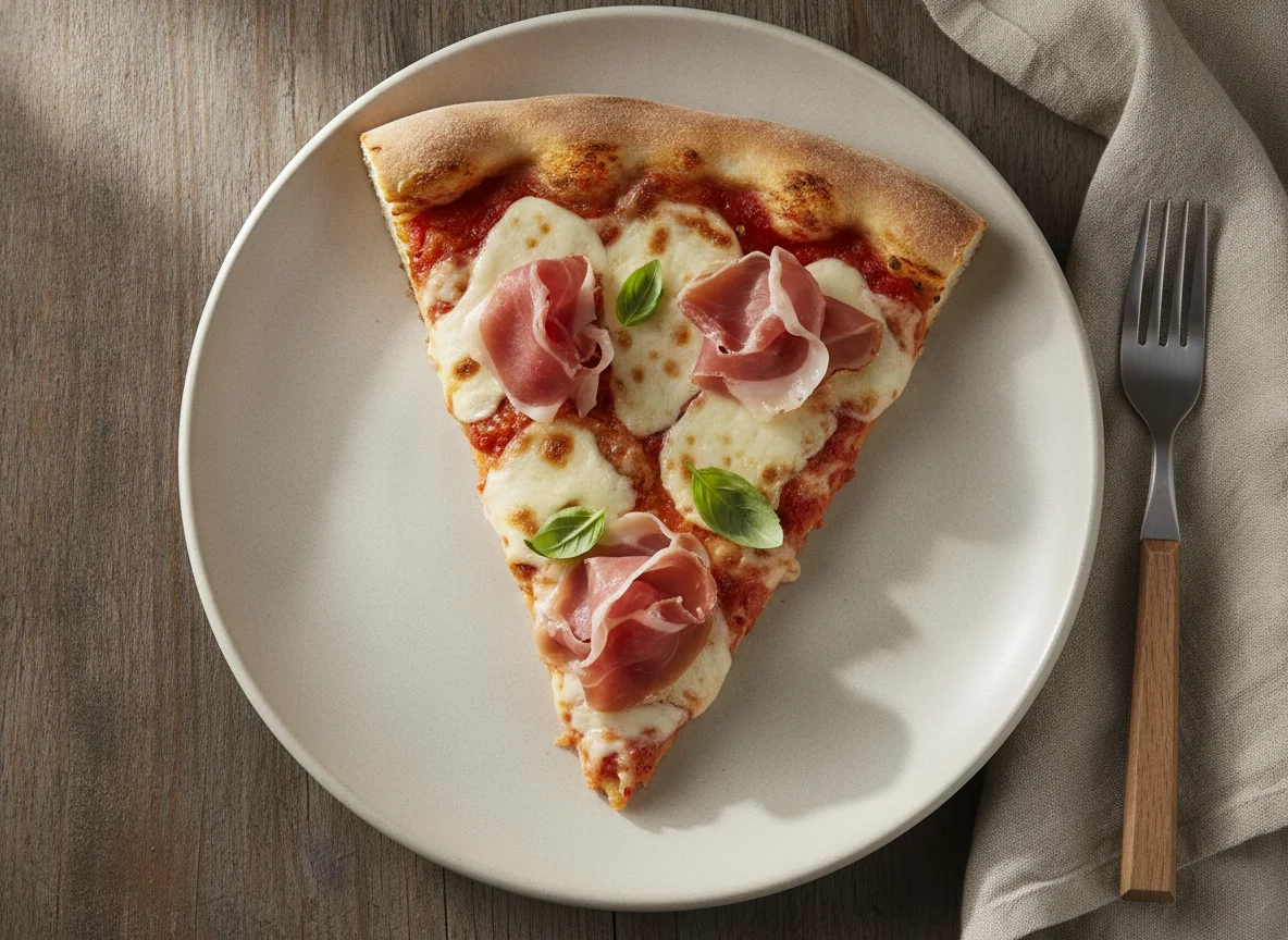 Rebanada de pizza de jamón photo