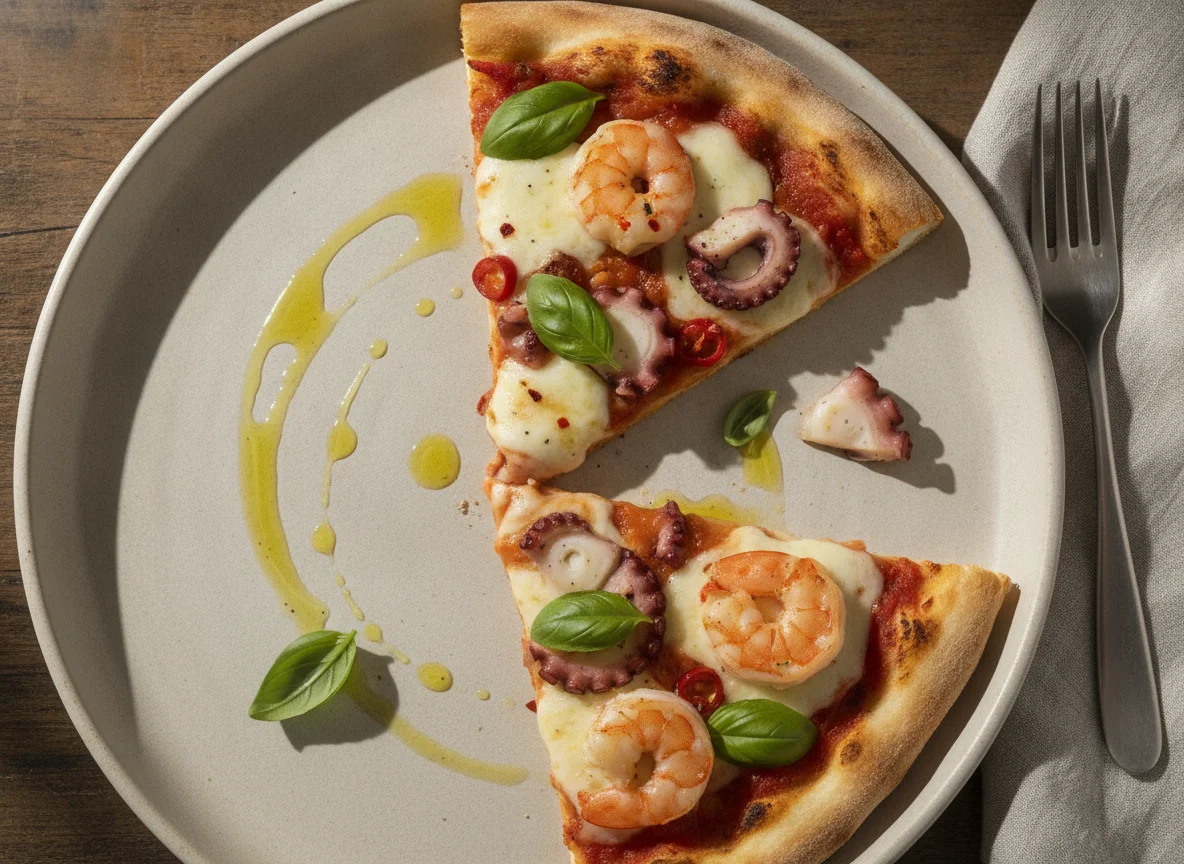 Rebanada de pizza de mariscos photo